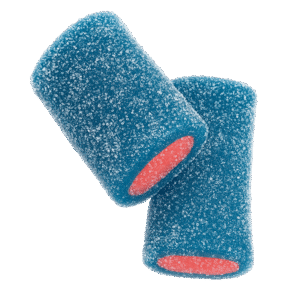 Tacos Jumbo Energy Pica Dulceplus azules con relleno rosa y cobertura ácida