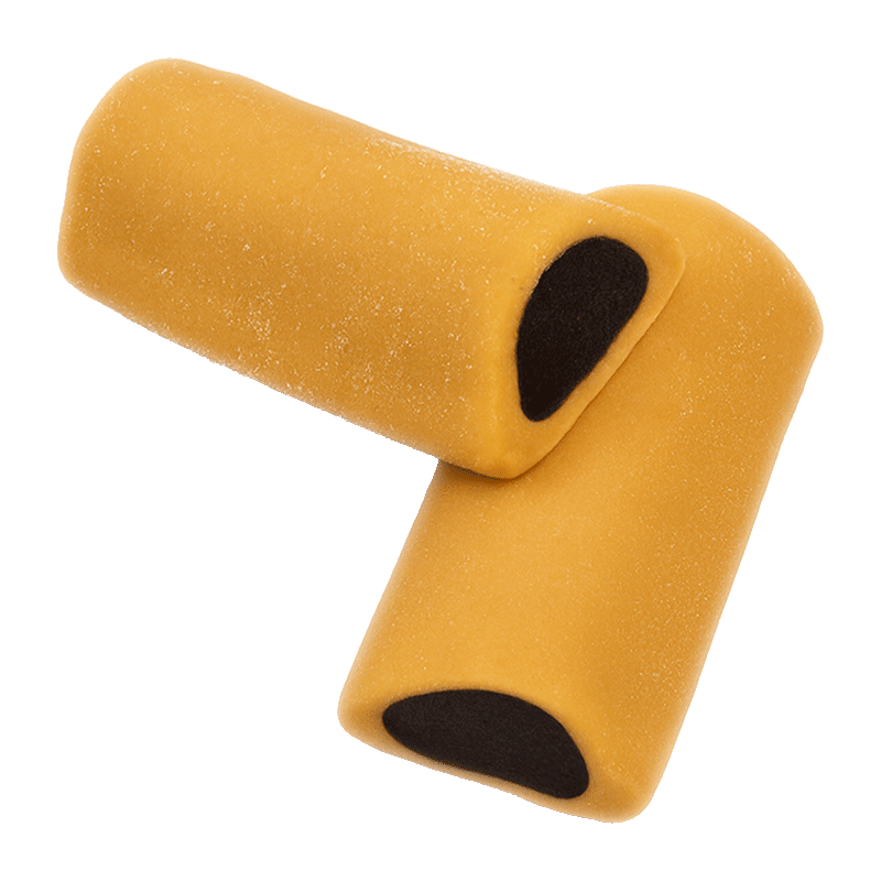 Tronquitos Caramelo Regaliz Dulceplus con cobertura sabor caramelo y relleno de regaliz