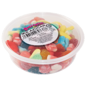 Tarrina Mix Azúcar Dulceplus 500g con surtido de golosinas azucaradas de diferentes formas y sabores
