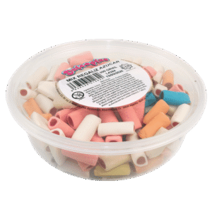 Tarrina Mix Regaliz Azúcar Dulceplus 500g con surtido de regalices rellenos y recubiertos de azúcar