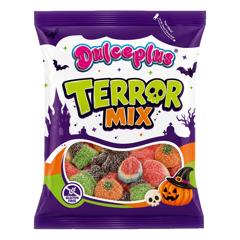 Bolsa 100g de Mix Terror de gominolas de Halloween surtidas con formas terroríficas y acabado ácido