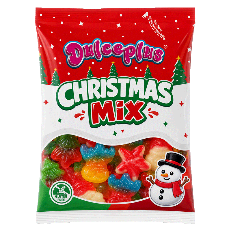 Surtido de golosinas navideñas en colores vivos con acabado brillante