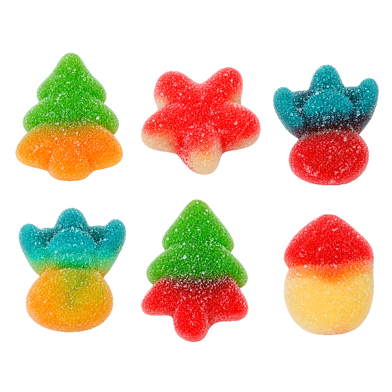 Gominolas surtidas de Navidad con acabado azucarado y toque ácido